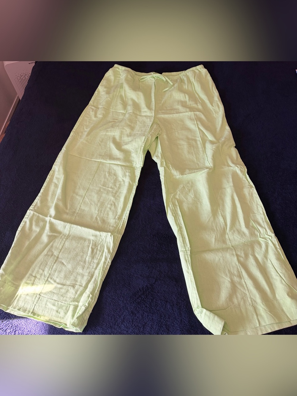 A New Day Lime Green Linen Blend Beach Pants